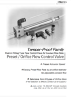 PISCO PRESET/ORIFICE FLOW CONTROL VALVE CATALOG TAMPER-PROOF PUSH-IN FITTING TYPE FLOW CONTROL VALVE FOR CONSTANT FLOW RATE